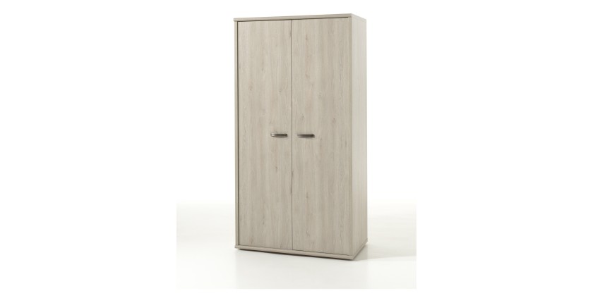 Chambre enfant, ado robuste collection DANY, lit, armoire, bureau, commode et chevet, coloris chêne clair