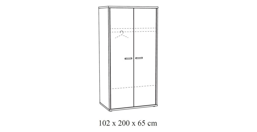 Chambre enfant, ado robuste collection DANY, lit, armoire, bureau, commode et chevet, coloris chêne clair