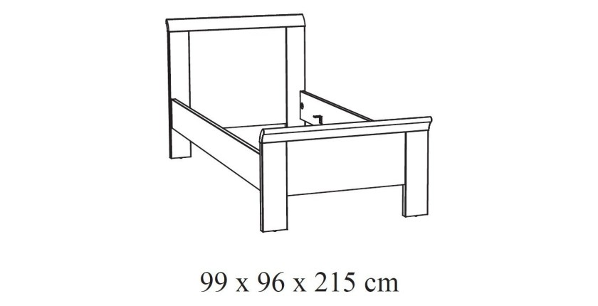Chambre enfant, ado robuste collection DANY, lit, armoire, bureau, commode et chevet, coloris chêne clair