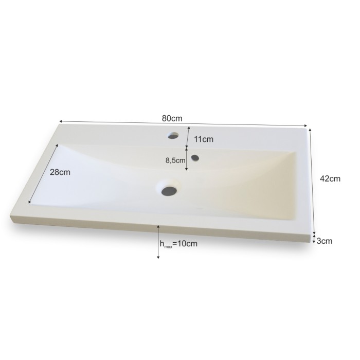 Ensemble meubles de salle de bain blanc collection OWL. Colonne, meuble sous vasque, vasque 80cm, miroir, siphon et leds.