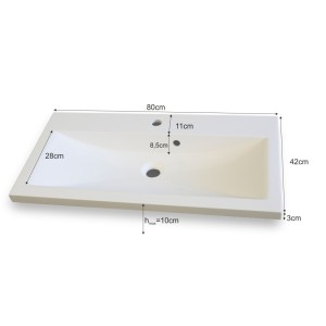 Ensemble meubles de salle de bain blanc collection OWL. Colonne, meuble sous vasque, vasque 80cm, miroir, siphon et leds.