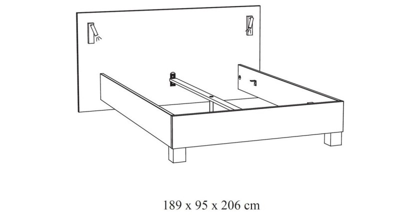 Volwassen bed 140x200 uit de MORGANE collectie met geïntegreerde, verstelbare opbouwverlichting - Gouden eiken kleur.