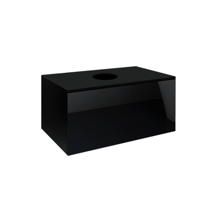 Ensemble meubles de salle de bain noir collection OWL. 2 colonnes, meuble sous vasque, miroir, siphon et leds.