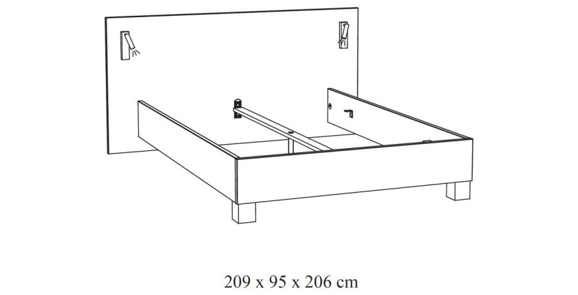 Letto matrimoniale 160x200 collezione MORGANE con illuminazione orientabile integrata - Colore rovere
