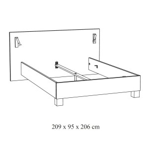 Letto matrimoniale 160x200 collezione MORGANE con illuminazione orientabile integrata - Colore rovere
