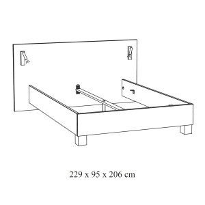 Lit adulte 180x200 collection MORGANE avec éclairage en applique orientable intégré - Coloris chêne