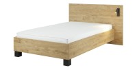 Lit enfant 90x200 collection MORGANE avec éclairage en applique orientable intégré - Coloris chêne doré