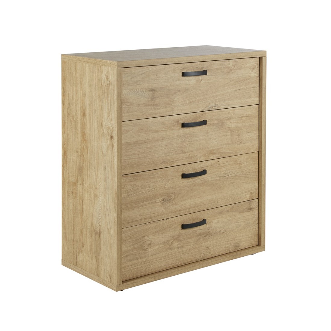 Commode 4 tiroirs coloris chêne doré collection MORGANE.
