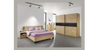 Armoire 200cm pour chambre à coucher avec 2 portes coulissantes collection MORGANE coloris chêne doré