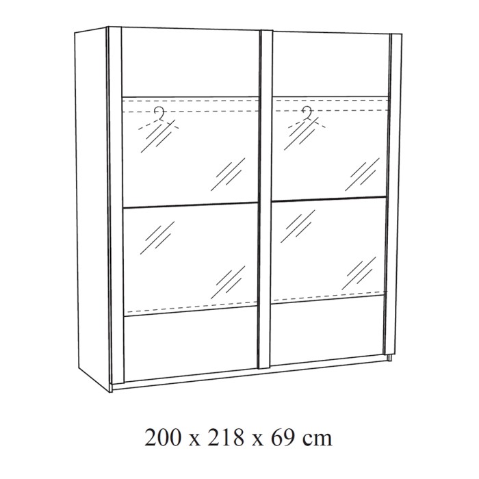 Armoire MORGANE 2 portes coulissantes – Chêne doré – 200 cm – Design robuste et scandinave