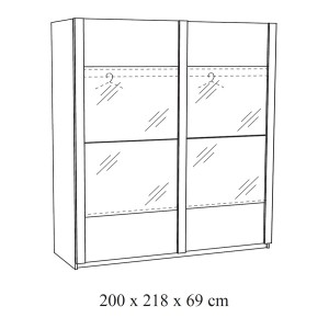 Armoire 200cm pour chambre à coucher avec 2 portes coulissantes collection MORGANE coloris chêne doré