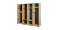 Armoire 250cm pour chambre à coucher avec 2 portes coulissantes collection MORGANE coloris chêne doré