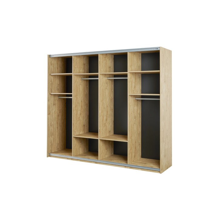 Kast MORGANE met 2 schuifdeuren – Gouden Eik – 250 cm – Robuuste Scandinavische stijl