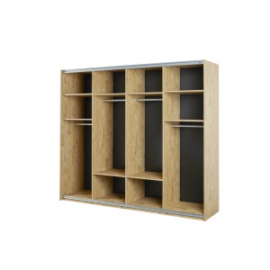 Armoire 250cm pour chambre à coucher avec 2 portes coulissantes collection MORGANE coloris chêne doré