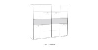 Armoire 250cm pour chambre à coucher avec 2 portes coulissantes collection MORGANE coloris chêne doré