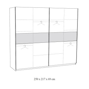 Armoire 250cm pour chambre à coucher avec 2 portes coulissantes collection MORGANE coloris chêne doré