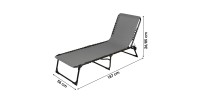 Chaise longue / bain de soleil coloris gris 190x85x55cm