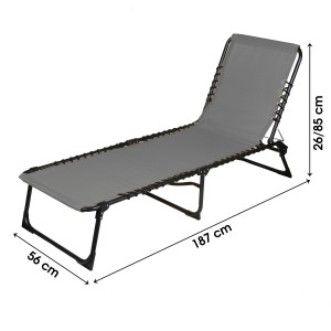Chaise longue / bain de soleil coloris gris 190x85x55cm