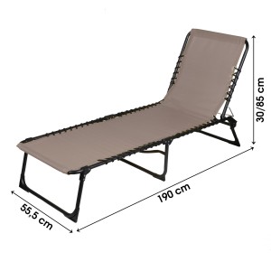 Chaise longue / bain de soleil coloris taupe 190x85x55cm