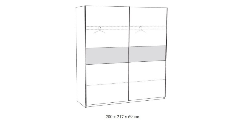 Camera da letto collezione MORGANE: armadio 200 cm, letto con applique 160x200, comò, comodini, rovere dorato e nero.