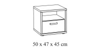 Camera da letto collezione MORGANE: armadio 250 cm, letto con applicazione 160x200, comò, comodini, rovere dorato e nero.