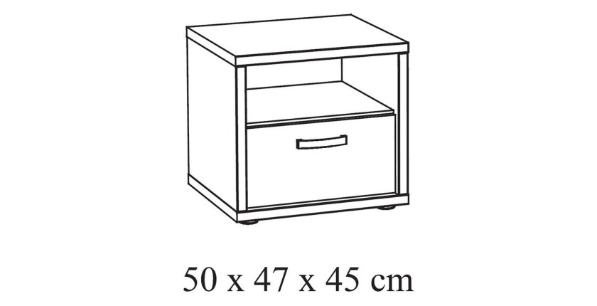 Camera da letto collezione MORGANE: armadio 250 cm, letto con applicazione 160x200, comò, comodini, rovere dorato e nero.