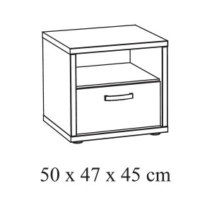 Camera da letto collezione MORGANE: armadio 250 cm, letto con applicazione 160x200, comò, comodini, rovere dorato e nero.