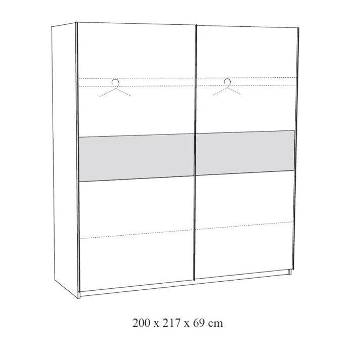 Chambre à coucher collection MORGANE : armoire 200 cm, lit avec applique 180x200, commode, chevets, chêne doré et noir
