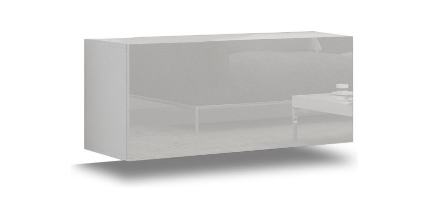 Meuble de salon blanc collection CEPTO, 1 porte, 2 étagères. Idéal pour un petit rangement dans le salon