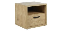 Chambre à coucher collection MORGANE : armoire 250 cm, lit avec applique 180x200, commode, chevets, chêne doré et noir