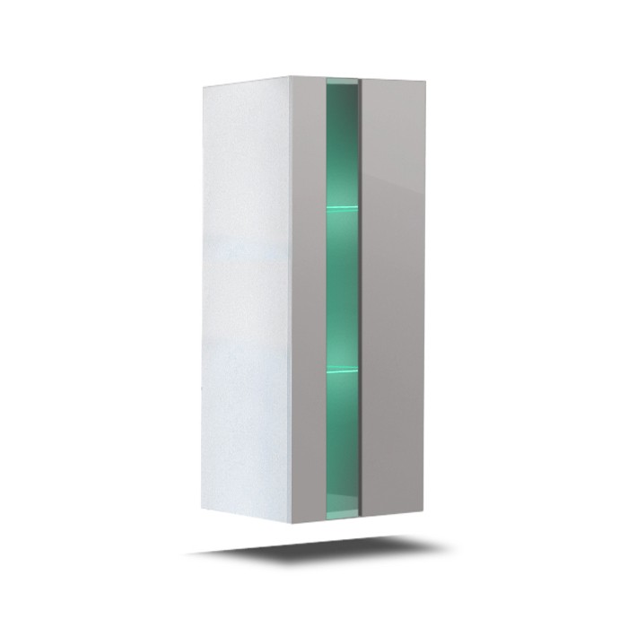 Meuble de salon blanc collection CEPTO 37x91cm, 1 porte avec vitre, 1 étagère.