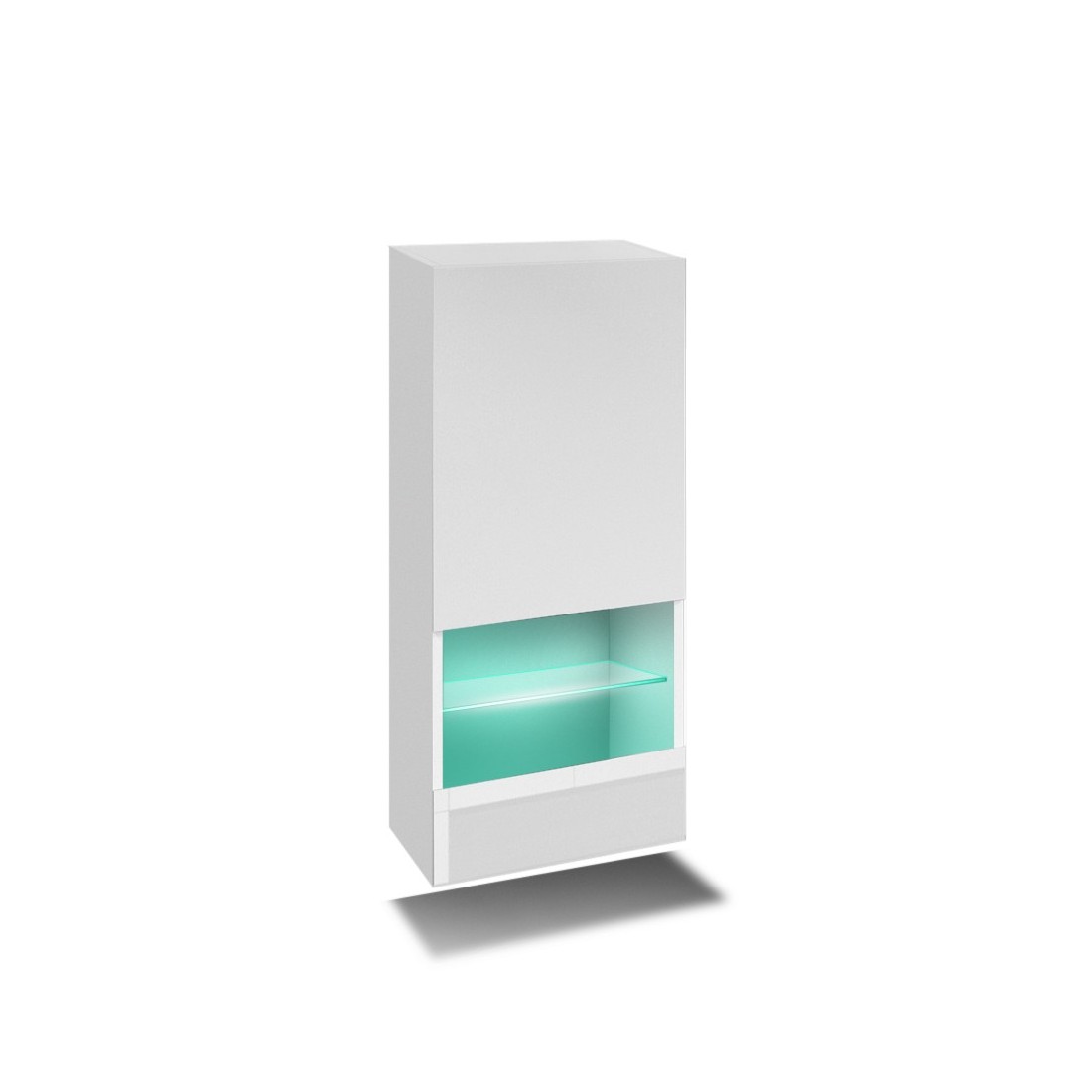 Meuble de salon blanc collection CEPTO 37x91cm, 1 porte, 2 étagères, 2 niches.