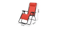 Fauteuil relax d'extérieur coloris rouge, dimension 176x108x64cm