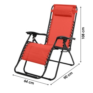 Fauteuil relax d'extérieur coloris rouge, dimension 176x108x64cm