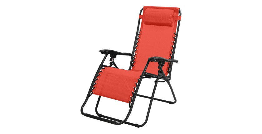 Fauteuil relax d'extérieur coloris rouge, dimension 176x108x64cm