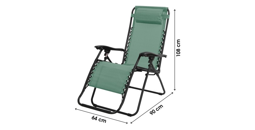 Fauteuil relax d'extérieur coloris vert, dimension 176x108x64cm