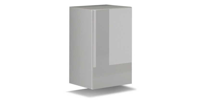 Ensemble de meubles de salon blanc suspendus collection CEPTO 240cm, 8 portes, 6 étagères, leds.