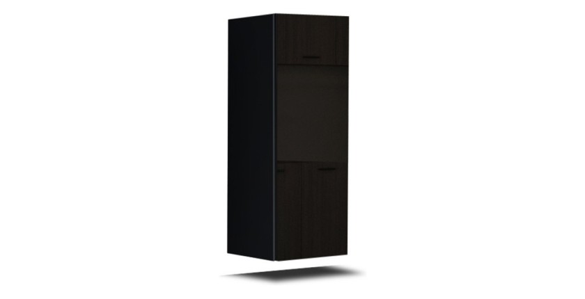 Ensemble de meubles de salon noir suspendus collection CEPTO 256cm, 6 portes, 4 étagères, leds, modulables.
