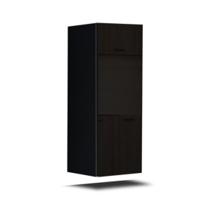 Ensemble de meubles de salon noir suspendus collection CEPTO 256cm, 6 portes, 4 étagères, leds, modulables.