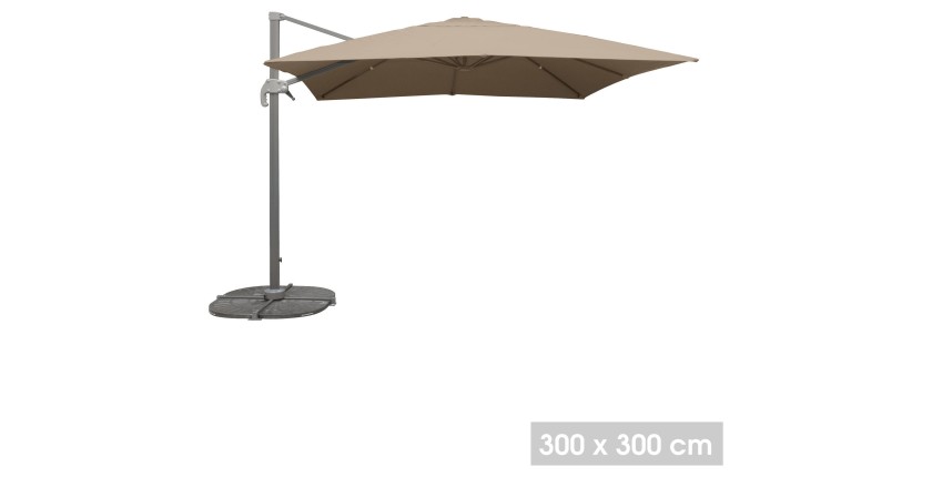 Parasol décentré carré taupe 300x300cm