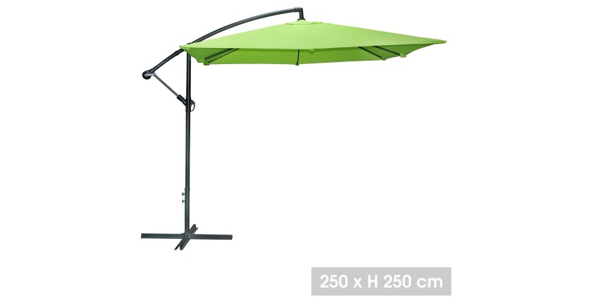 Parasol déporté carré vert pomme 250x250cm