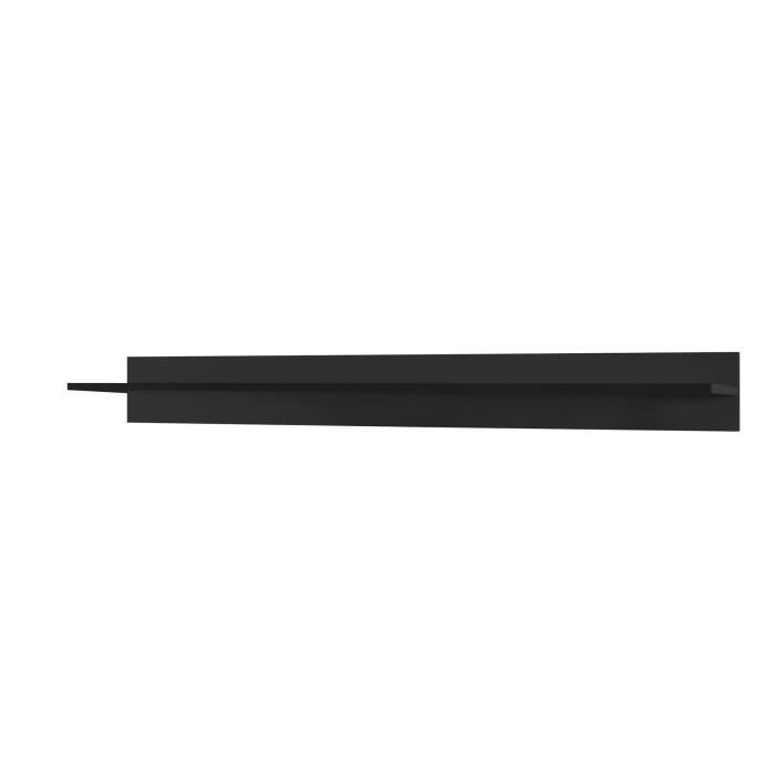 Ensemble de meubles de salon noir suspendus collection CEPTO 256cm, 7 portes, 6 étagères dont une murale, leds, modulables.
