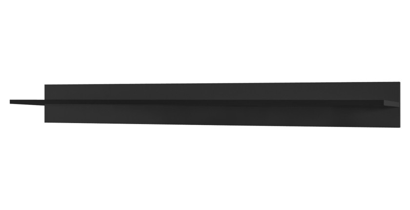 Ensemble de meubles de salon noir suspendus collection CEPTO 256cm, 7 portes, 6 étagères dont une murale, leds, modulables.