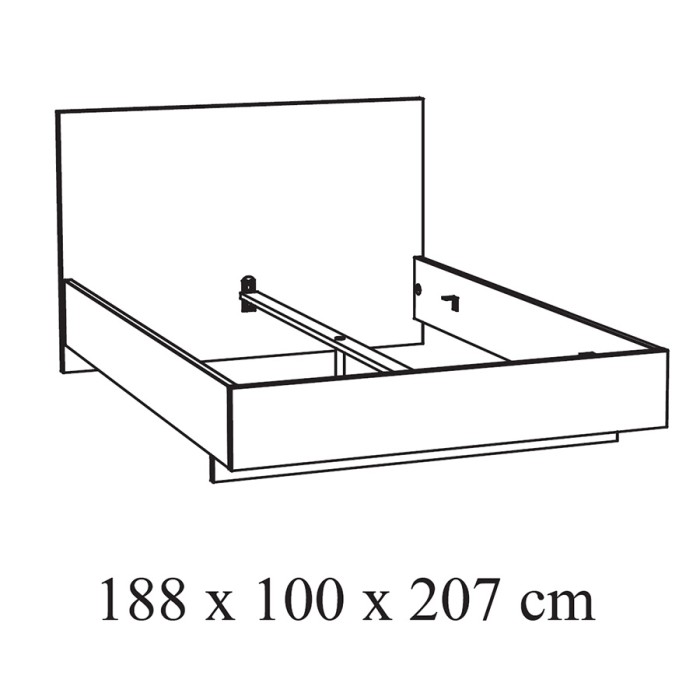 Bett 180x200 in Weiß mit Holzeffekt, Kollektion OLVENA