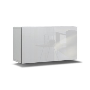 Ensemble de meubles de salon blanc suspendus collection CEPTO 256cm, 8 portes, modulables.