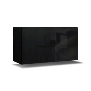 Ensemble de meubles de salon blanc et noir suspendus collection CEPTO 249cm, 8 portes, modulables.