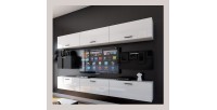 Ensemble de meubles de salon blanc et noir suspendus collection CEPTO 249cm, 8 portes, modulables.