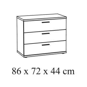 Commode robuste 3 tiroirs coloris blanc effet bois collection OLGA.