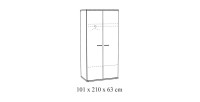 Armoire robuste pour chambre d'enfant avec 2 portes battantes collection OLGA coloris blanc effet bois