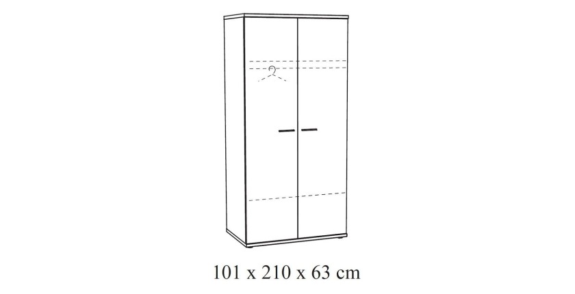 Armoire robuste pour chambre d'enfant avec 2 portes battantes collection OLGA coloris blanc effet bois